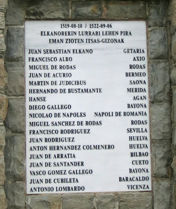 Names of the crew sailing with Elcano
